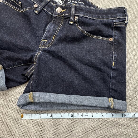 Mossimo Womens Mid-Rise Midi Denim Shorts Size 4 Blue Cuffed Hem Stretch Pockets - Picture 11 of 11